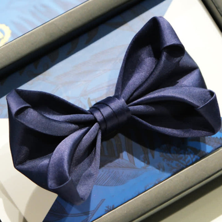 Men's Navy Blue Unique Shaped Wedding Bow Tie