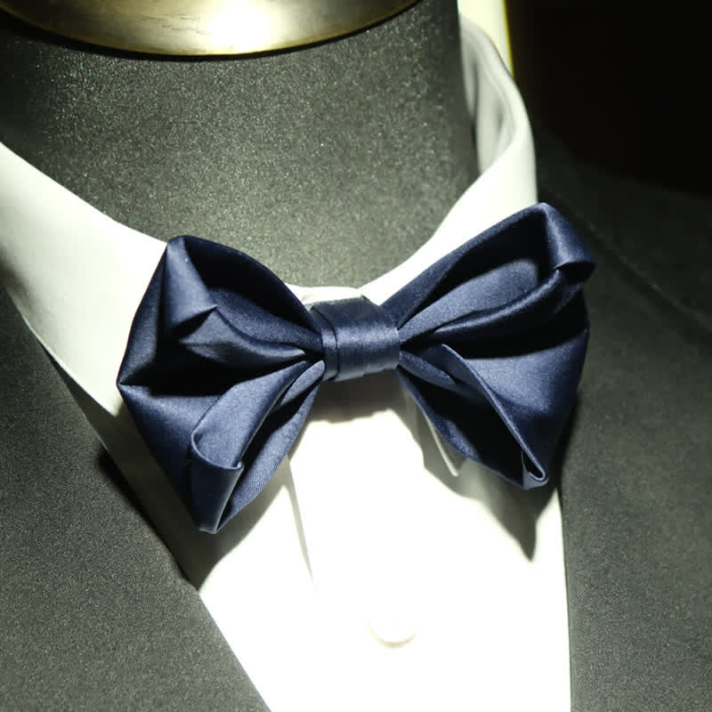 Men's Navy Blue Unique Shaped Wedding Bow Tie