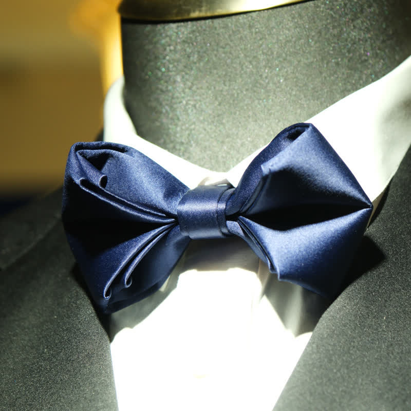 Men's Navy Blue Unique Shaped Wedding Bow Tie