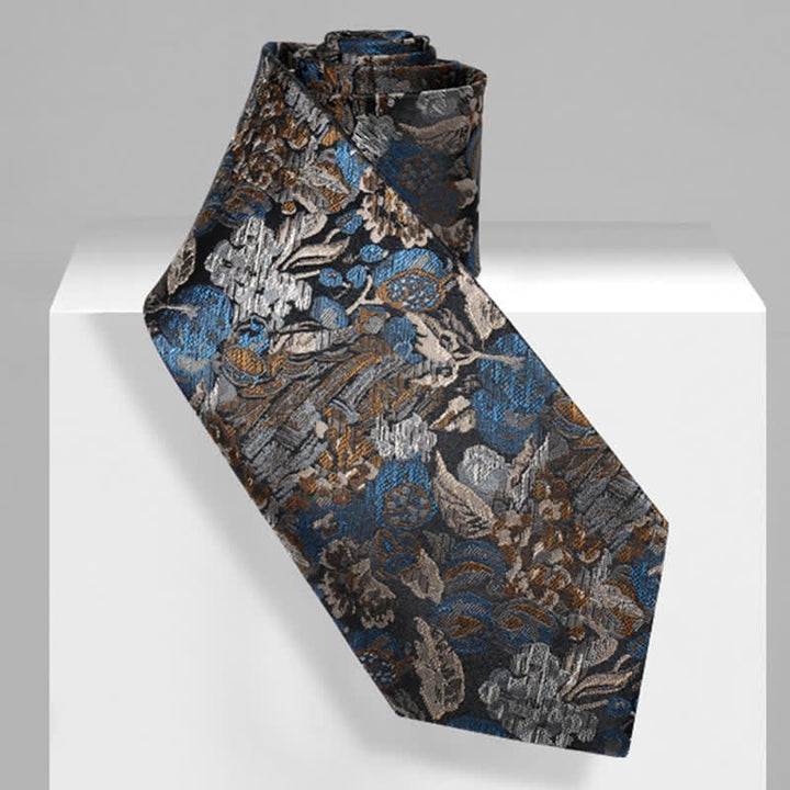 Men's Blue & Yellow Floral Garden In The Air Necktie