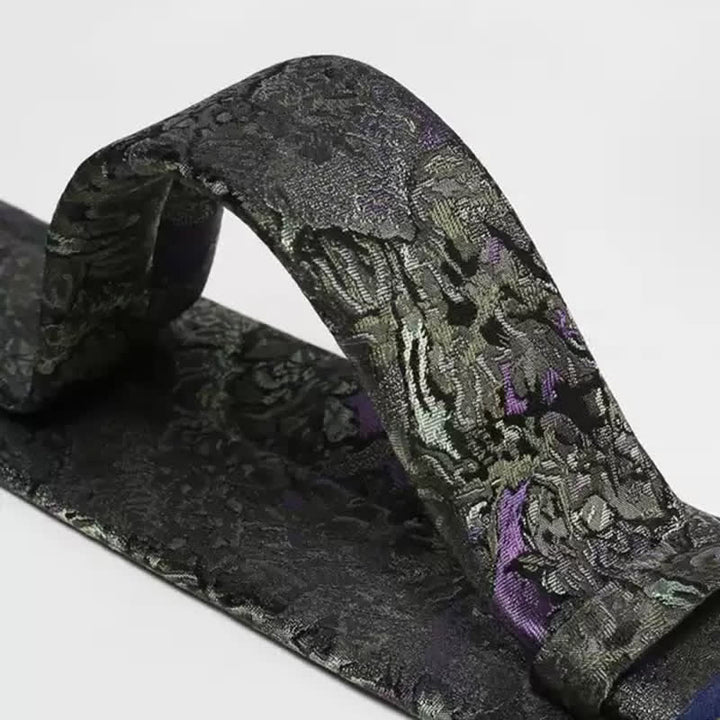 Men's Purple & Gray Delicate Abstract Pattern Pure Silk Necktie