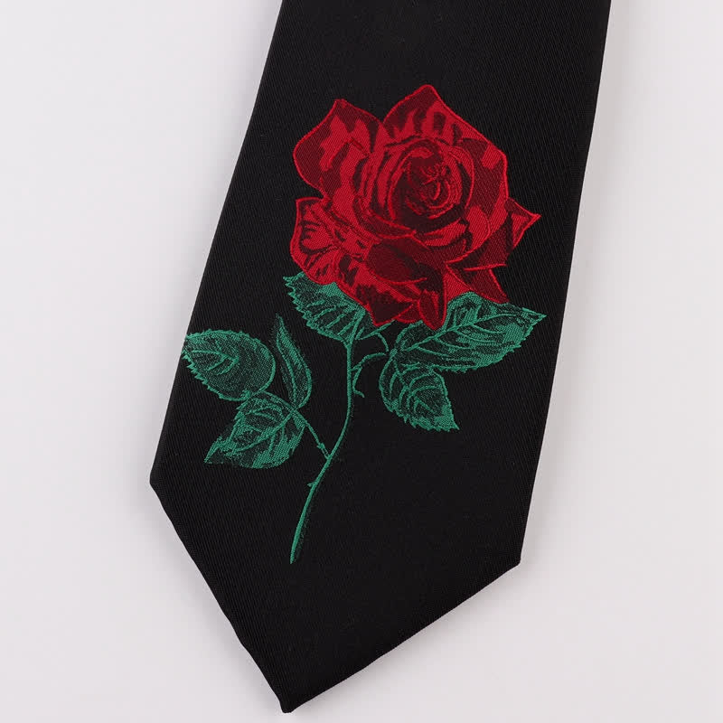 Men's Black Embroidered Rose Blue Enchantress Necktie