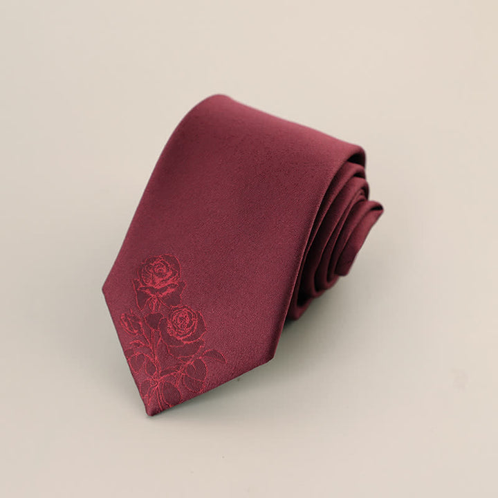 Men's Elegant Two Roses Printed Necktie