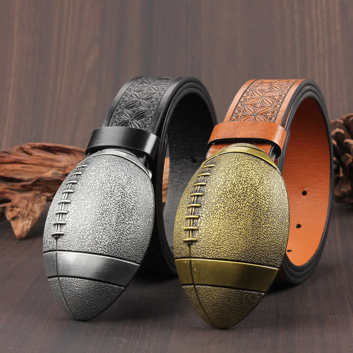 Novelty American Football Buckle Leather Belt