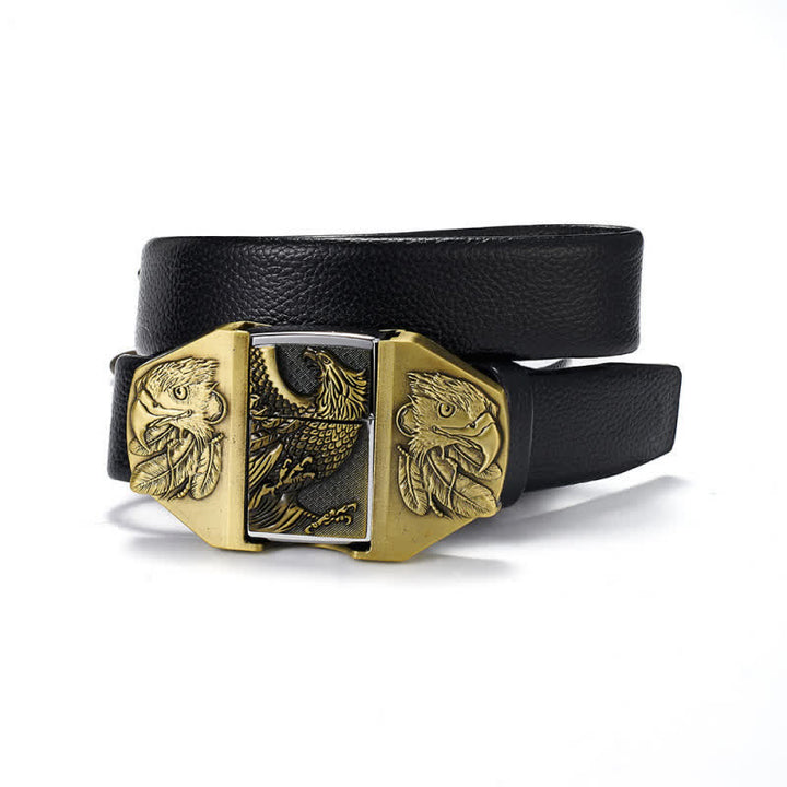 Men's Golden Eagle Leather Belt With Hidden Kerosene Lighter