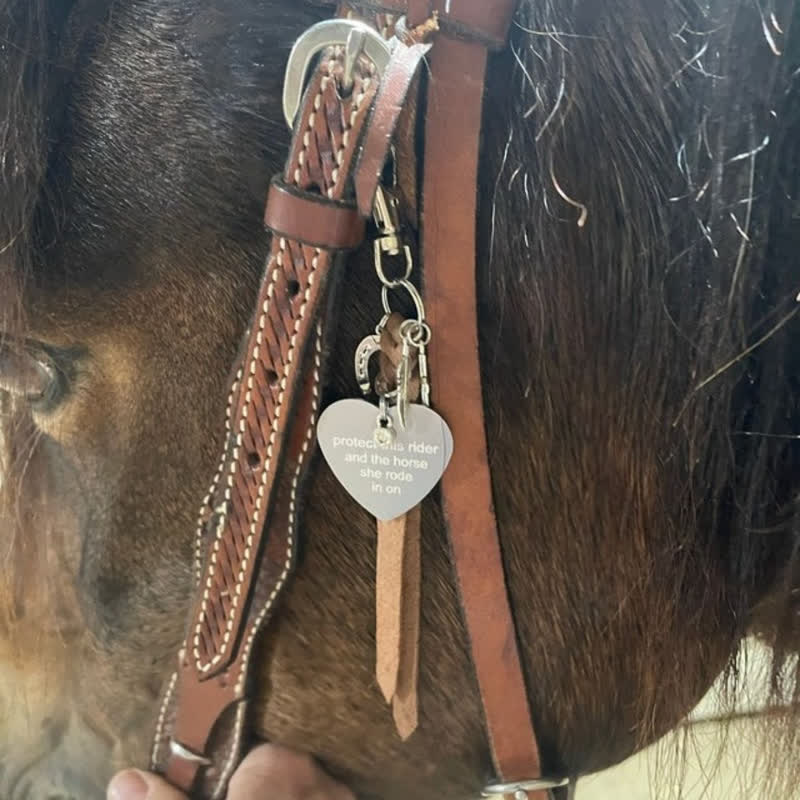 Heart Metal Horseshoe Cross Pendant Leather Keychain - image 6