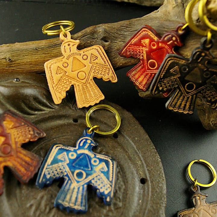 Indian Thunderbird Patron Saint Copper Leather keychain