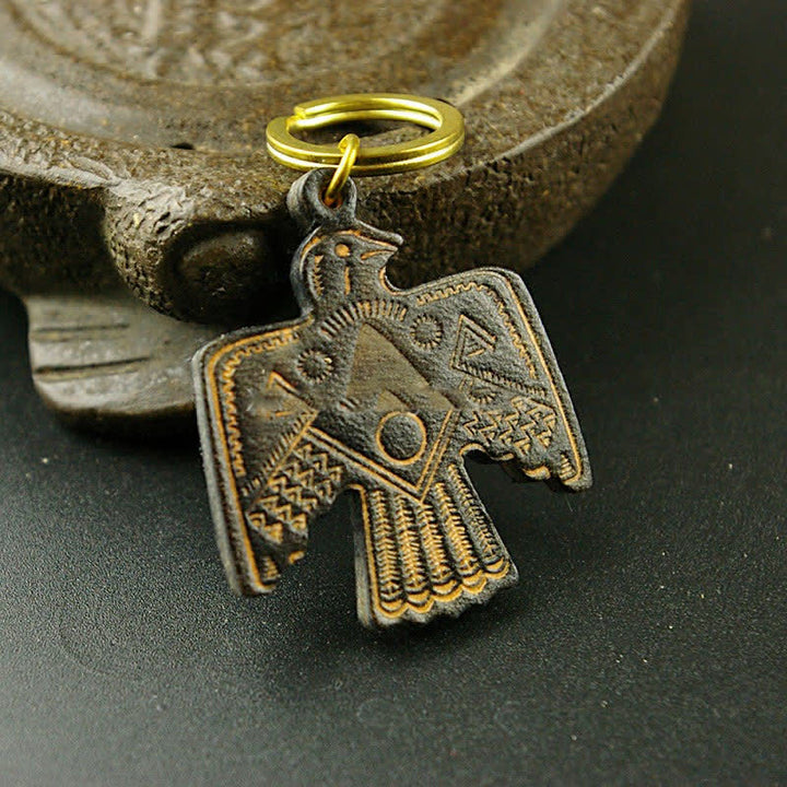 Indian Thunderbird Patron Saint Copper Leather keychain