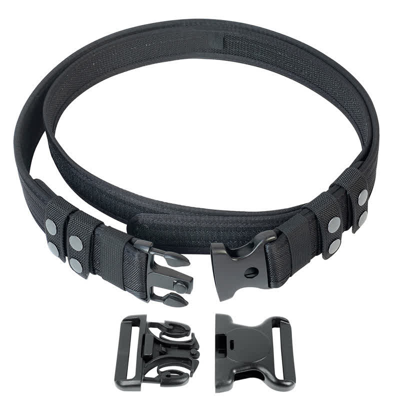 Men's Black Quick Release Leather Oxford Cloth Tactical Belt - image 11