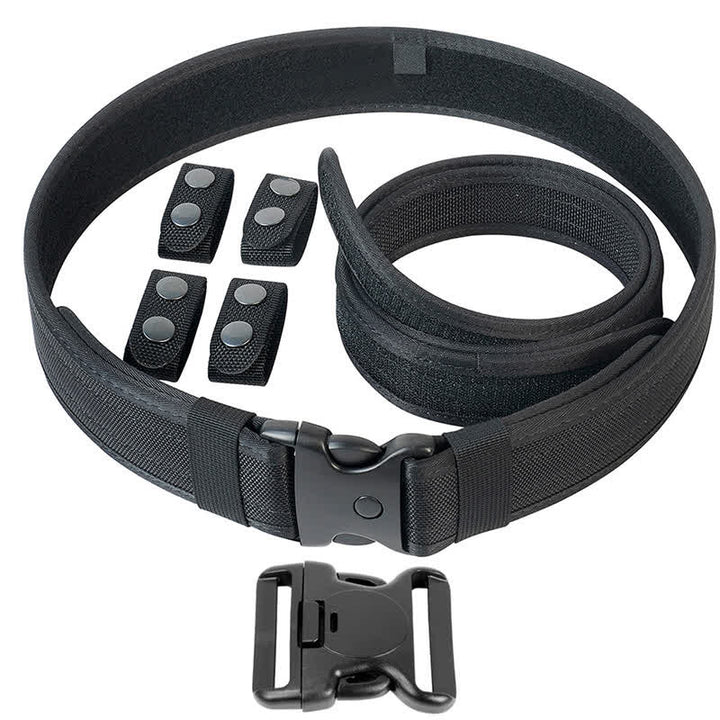 Men's Black Quick Release Leather Oxford Cloth Tactical Belt