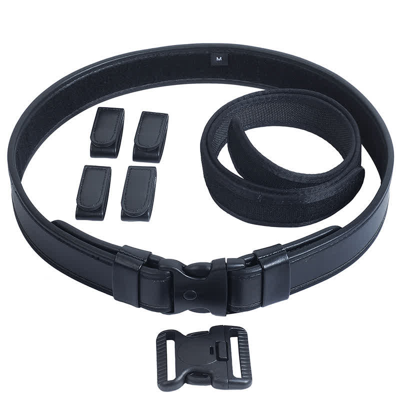 Men's Black Quick Release Leather Oxford Cloth Tactical Belt - image 4