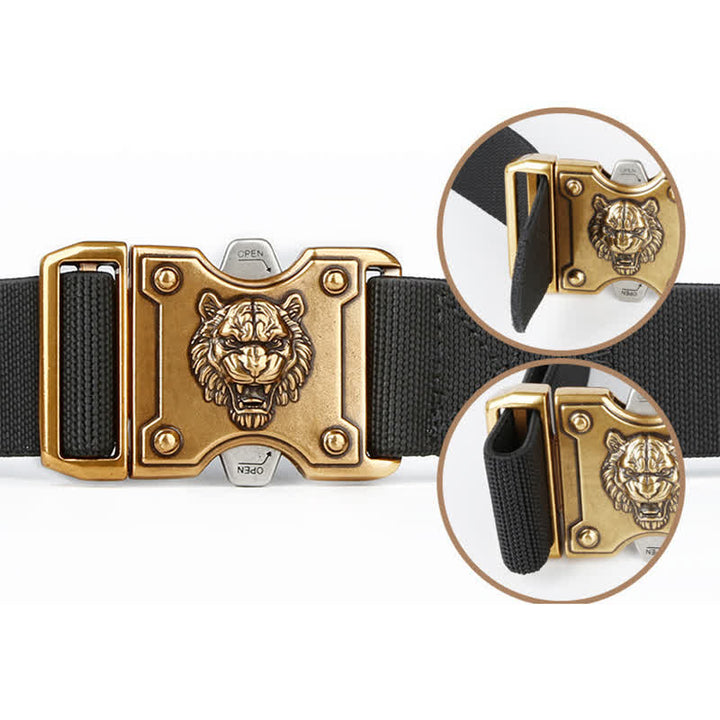 Men's Gold Tiger Double Slot Quick Release Buckle Nylon Belt