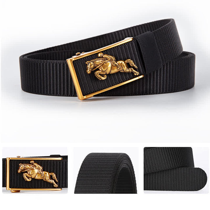 Men's Casual Horse Riding Automatic Buckle Nylon Belt