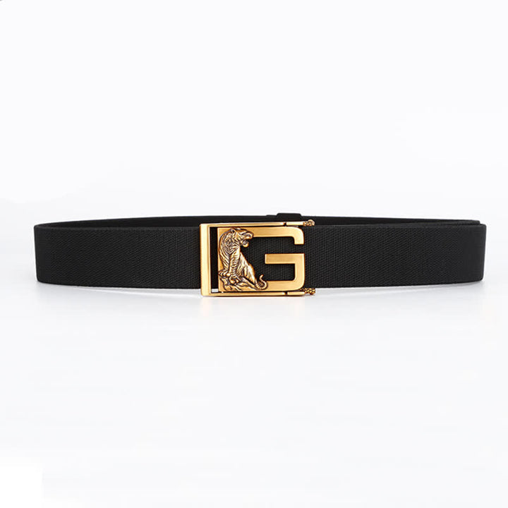 Men's Gold Powerful Tiger Automatic Buckle Nylon Belt