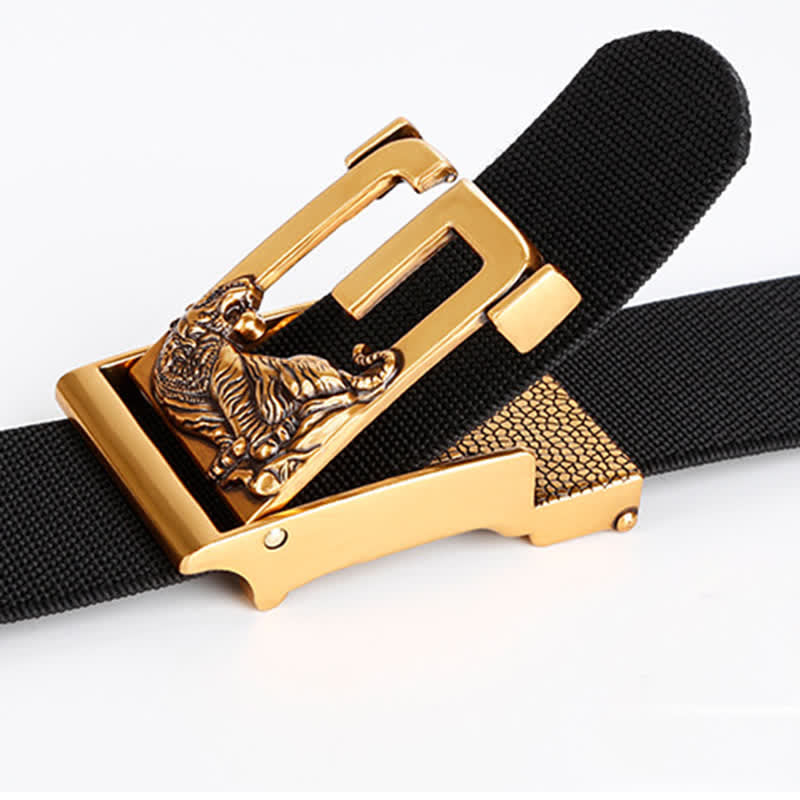 Men's Gold Powerful Tiger Automatic Buckle Nylon Belt