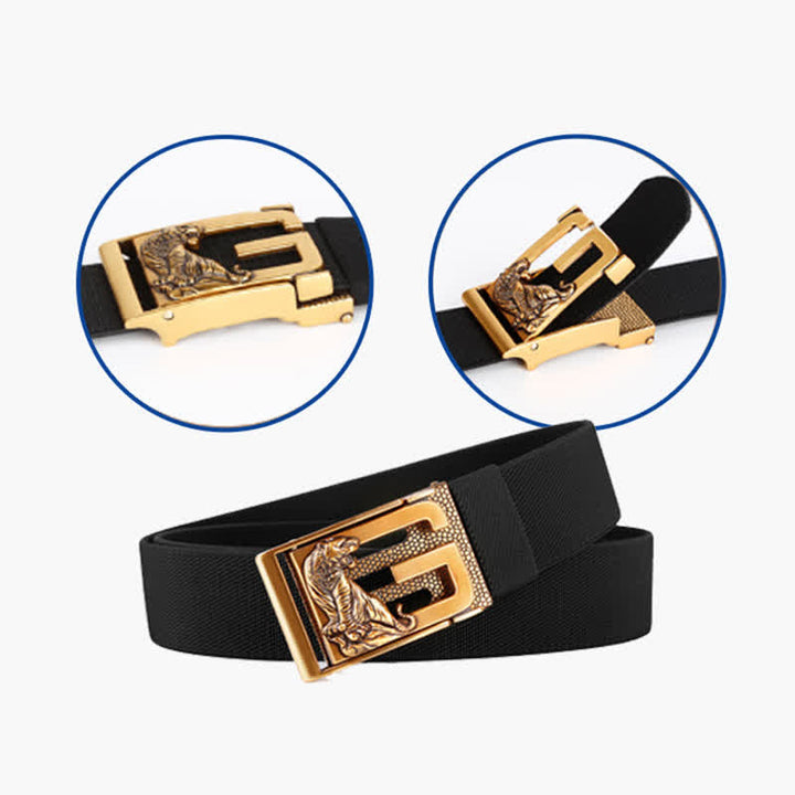 Men's Gold Powerful Tiger Automatic Buckle Nylon Belt