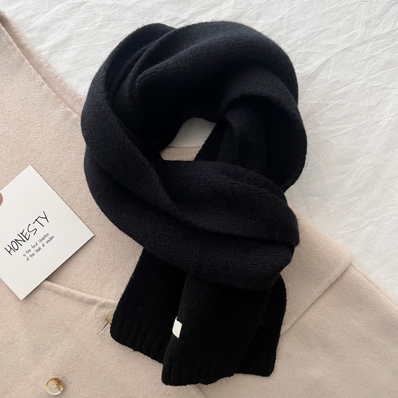 Unisex Classic Solid Color Knit Wool Scarf