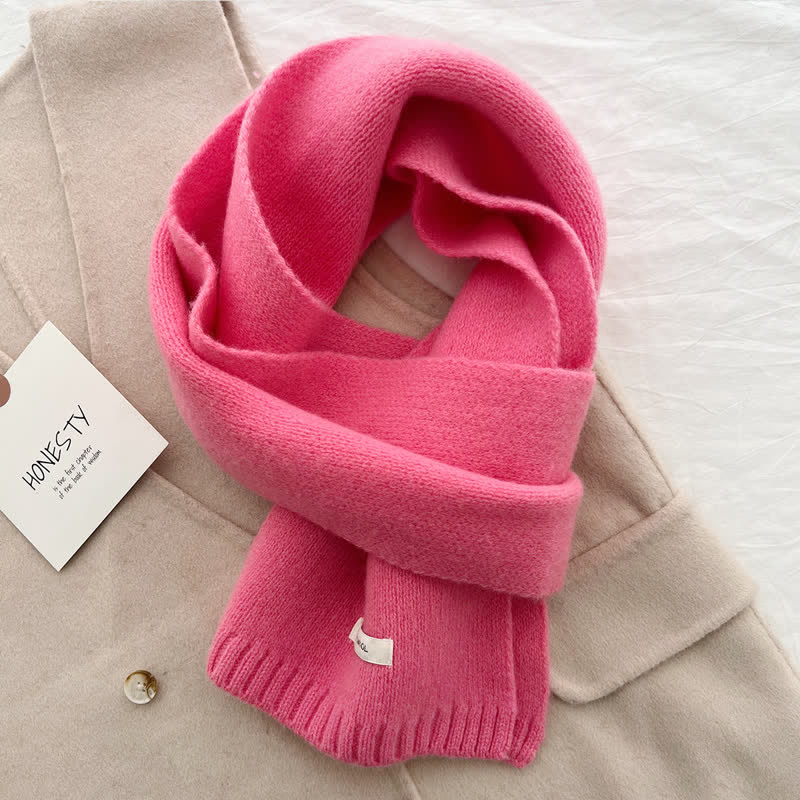 Unisex Classic Solid Color Knit Wool Scarf