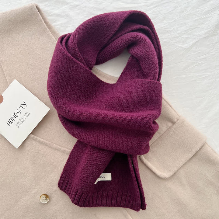 Unisex Classic Solid Color Knit Wool Scarf