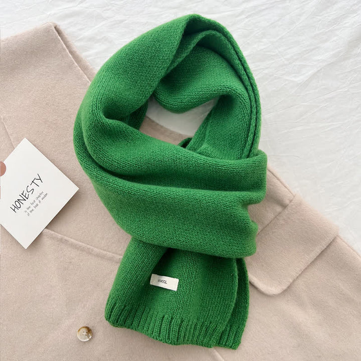 Unisex Classic Solid Color Knit Wool Scarf