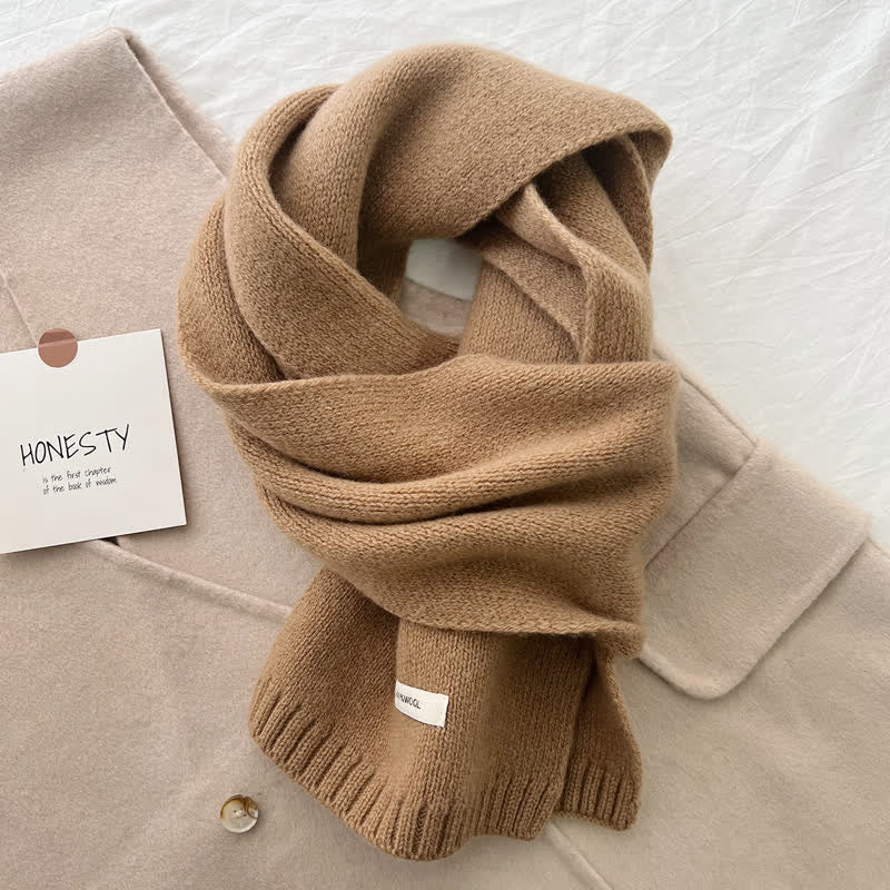 Unisex Classic Solid Color Knit Wool Scarf