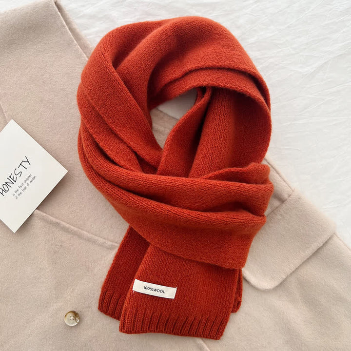 Unisex Classic Solid Color Knit Wool Scarf