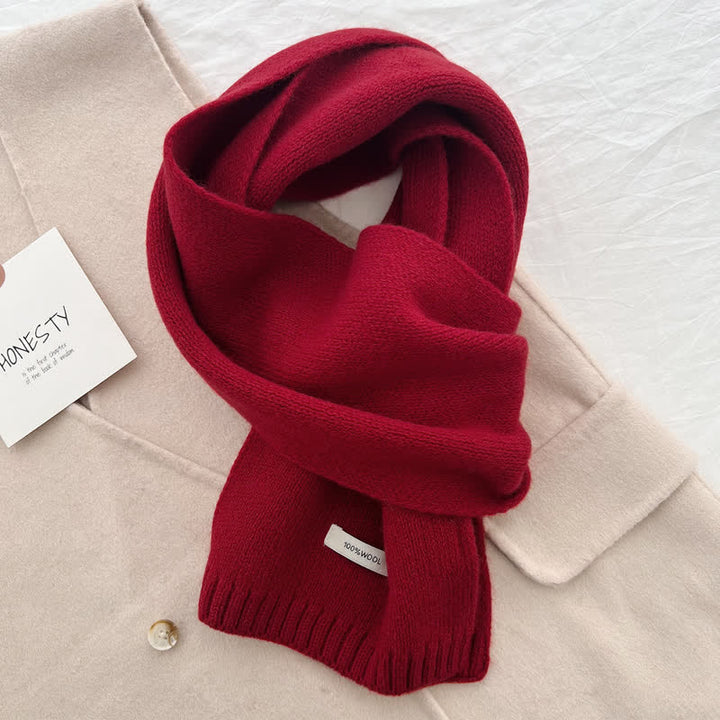 Unisex Classic Solid Color Knit Wool Scarf