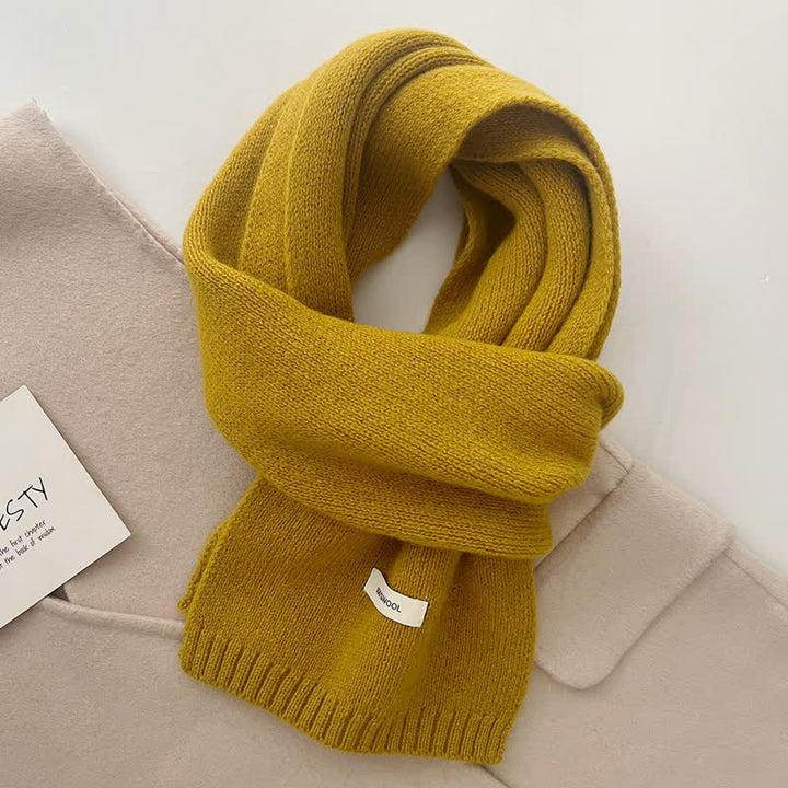 Unisex Classic Solid Color Knit Wool Scarf