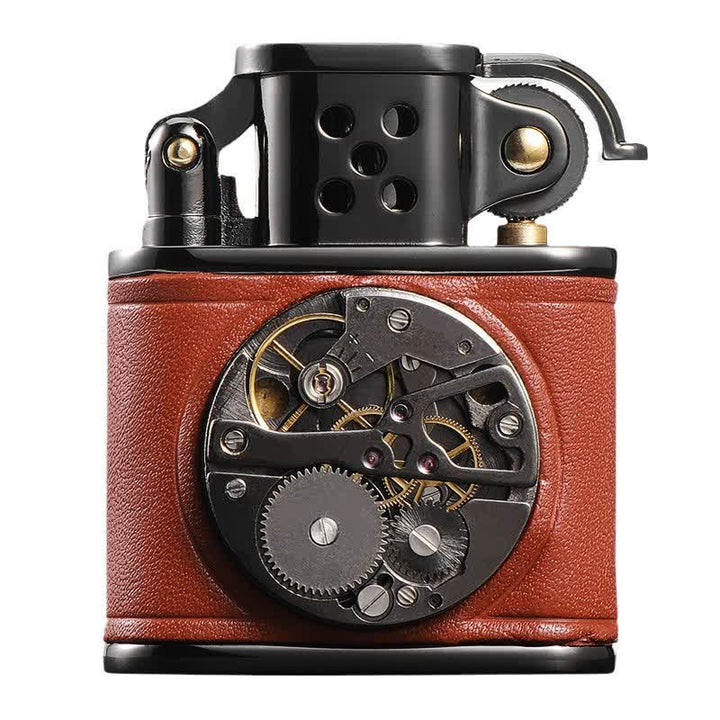 Steampunk Mechanical Antique Leather Flip Kerosene Lighter