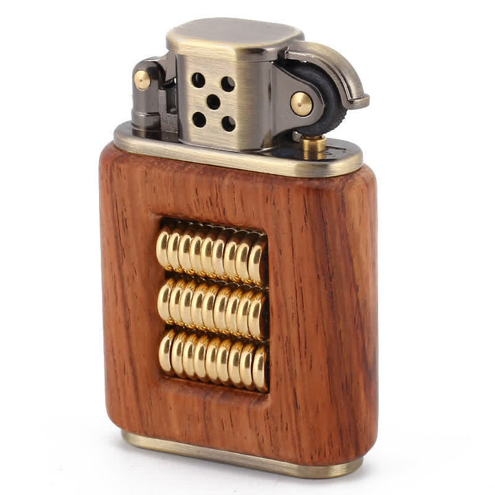 Wooden Body Decorative Metal Ring Kerosene Lighter