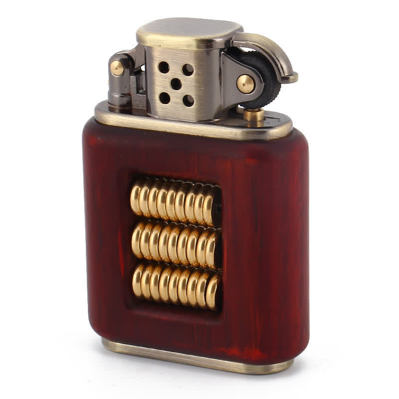 Wooden Body Decorative Metal Ring Kerosene Lighter