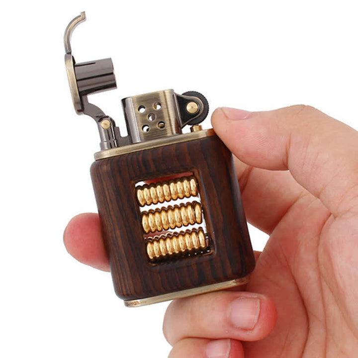 Wooden Body Decorative Metal Ring Kerosene Lighter