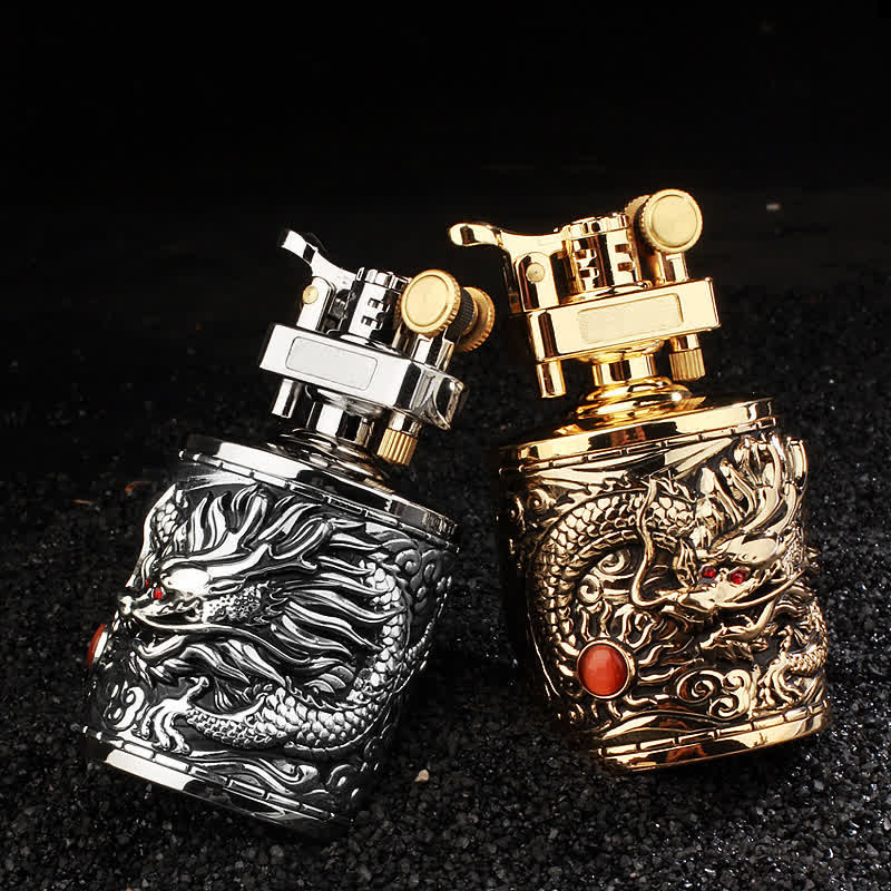 Flying Dragon Retro Cylindrical Refillable Kerosene Lighter