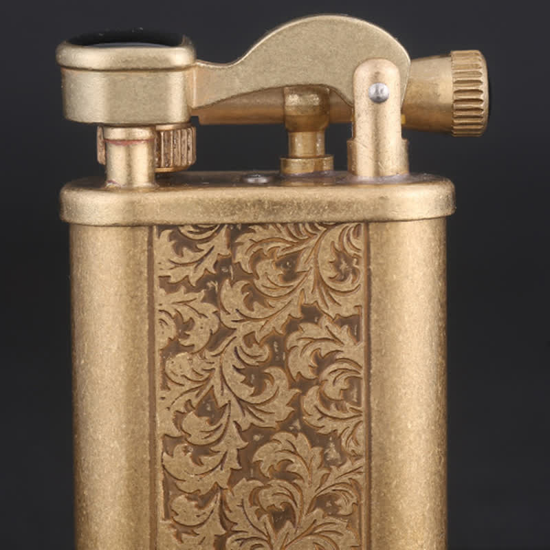 Copper Engraving Floral Pattern Refillable Kerosene Lighter