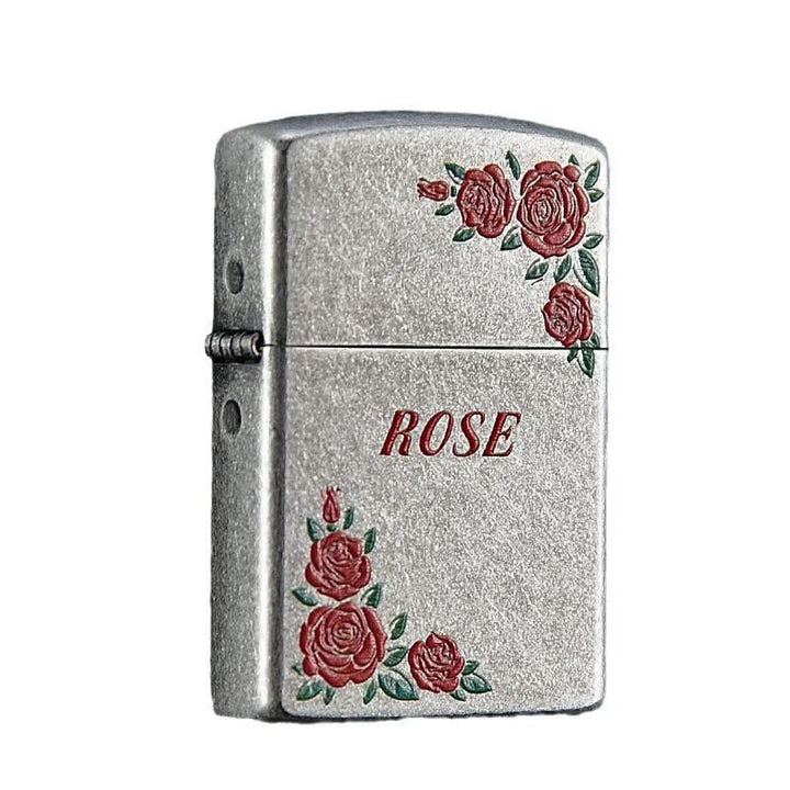 Red Rose Flower Artwork Refillable Kerosene Lighter