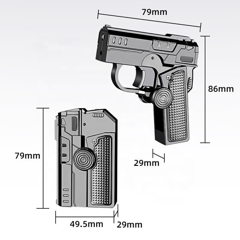 Folding Gun-Shaped LED Refillable Butane Lighter