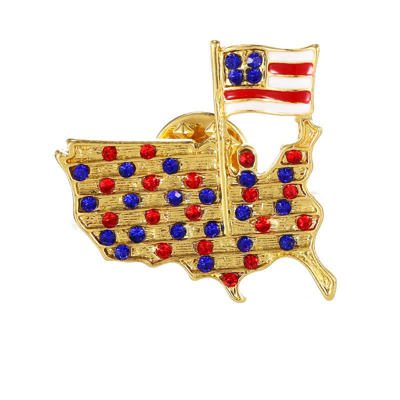 Rhinestone Eagle American Flag Patriotic Brooch