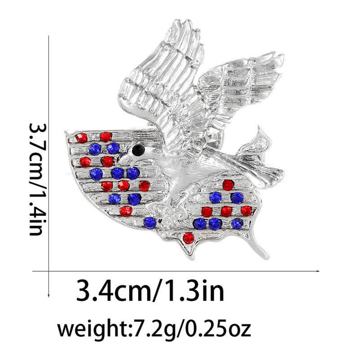 Rhinestone Eagle American Flag Patriotic Brooch