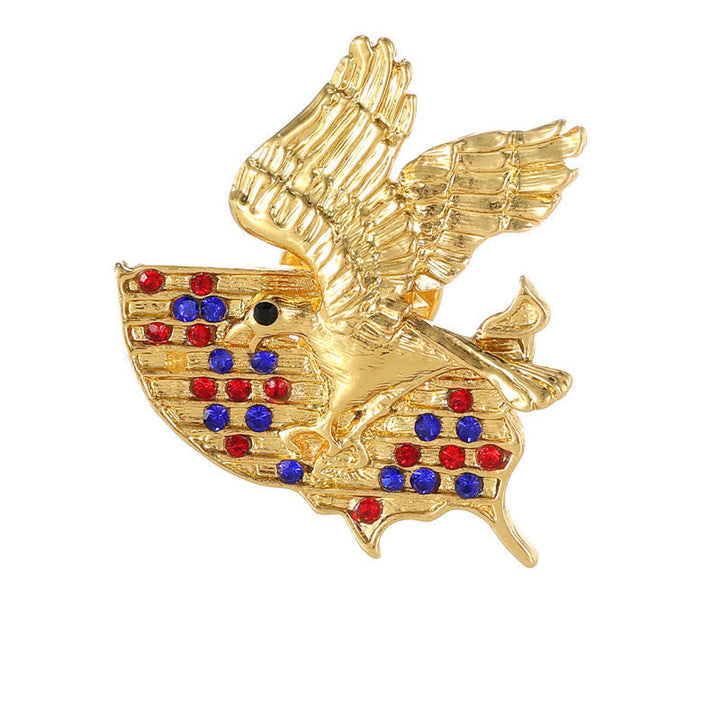 Rhinestone Eagle American Flag Patriotic Brooch