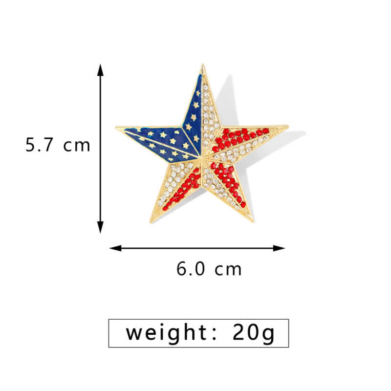 Red White & Blue Star American Flag Patriotic Brooch