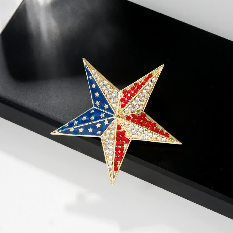 Red White & Blue Star American Flag Patriotic Brooch