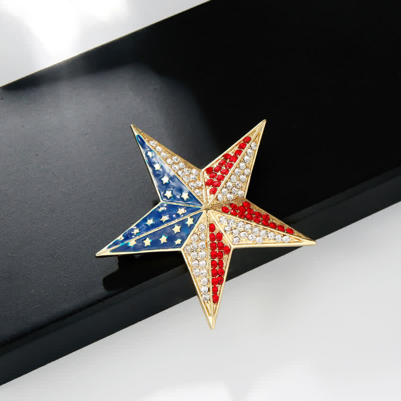 Red White & Blue Star American Flag Patriotic Brooch