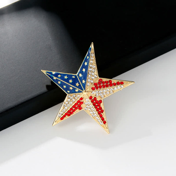 Red White & Blue Star American Flag Patriotic Brooch