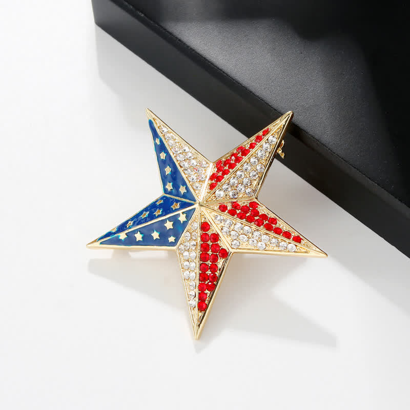 Red White & Blue Star American Flag Patriotic Brooch