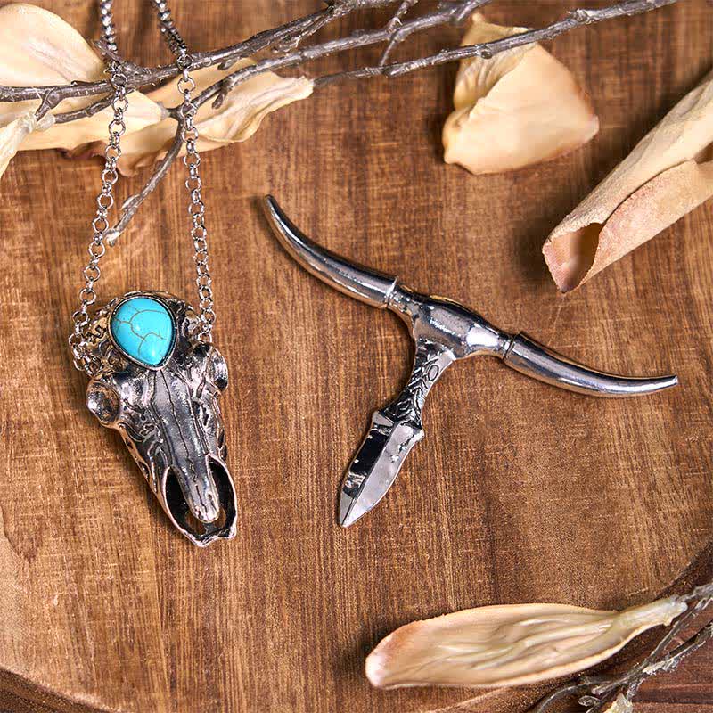 Turquoise Longhorn Bull DIY Hidden Knife Belt Buckle Pendant Ring Bundle Set - image 4