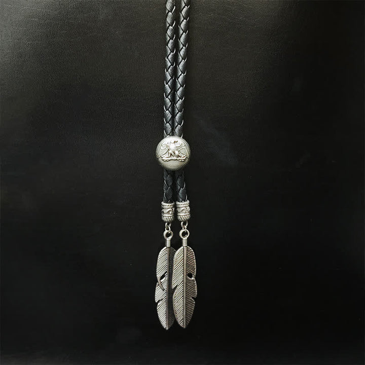 Mini Animal Series Pendant Feather Shape Tip Bolo Tie