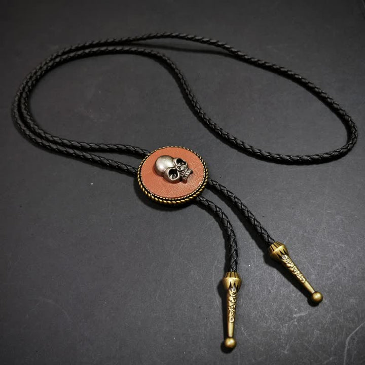 Round Shape Pendant 3D Skull Pattern Bolo Tie