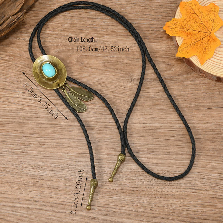 Vintage Bronze Cowboy Hat Shape Pendant Bolo Tie