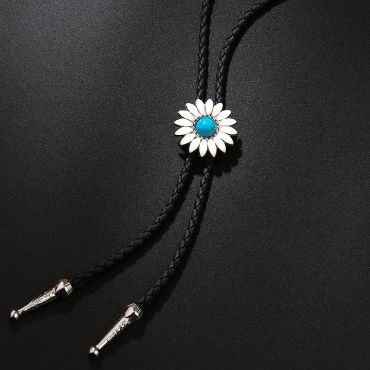 Little Daisy Sunflower Faux Gemstone Pendant Bolo Tie