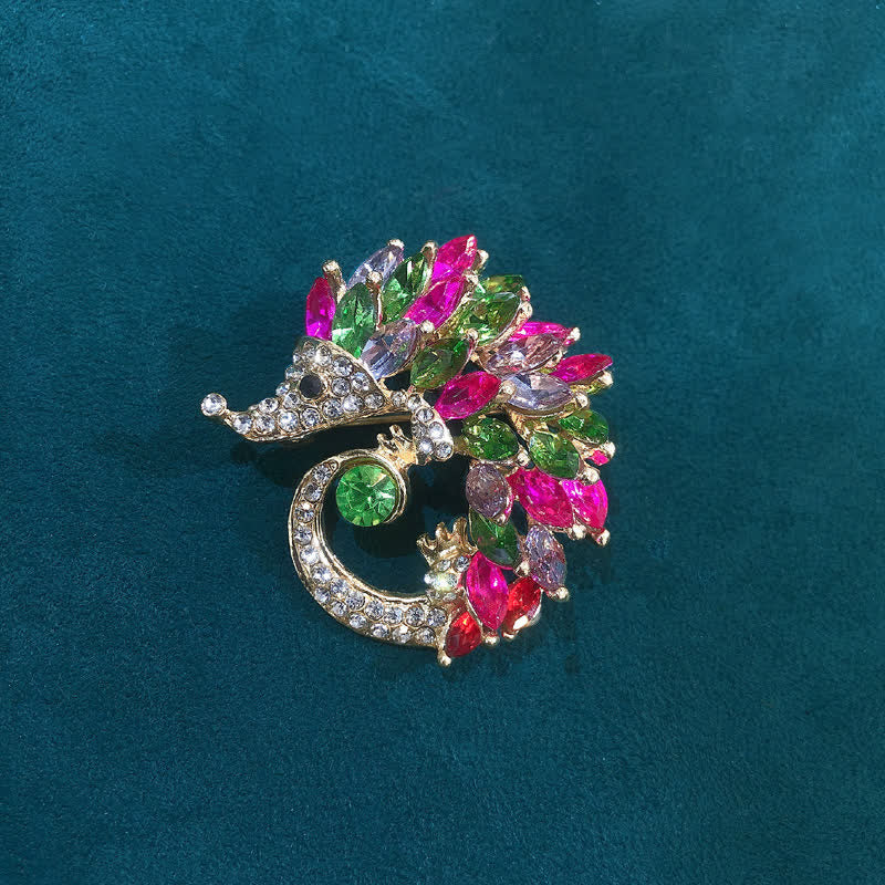 Multicolor Rhinestone Hedgehog Brooch